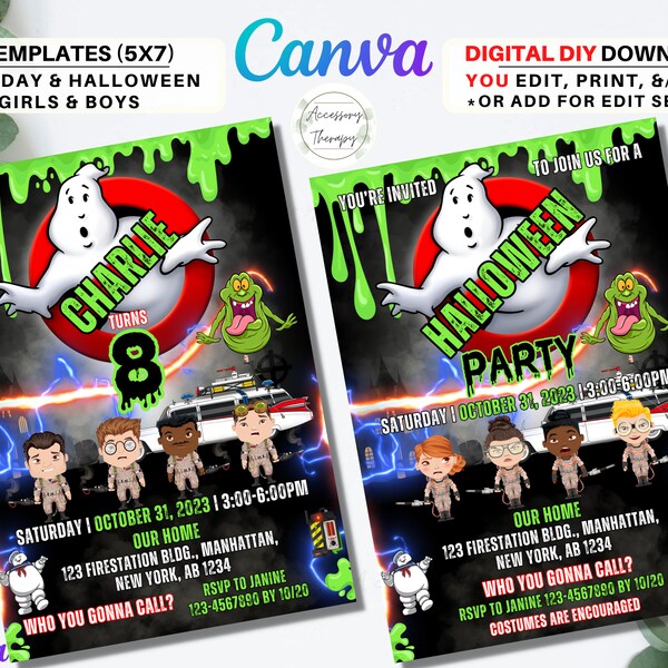 Ghostbusters Invitation Etsy