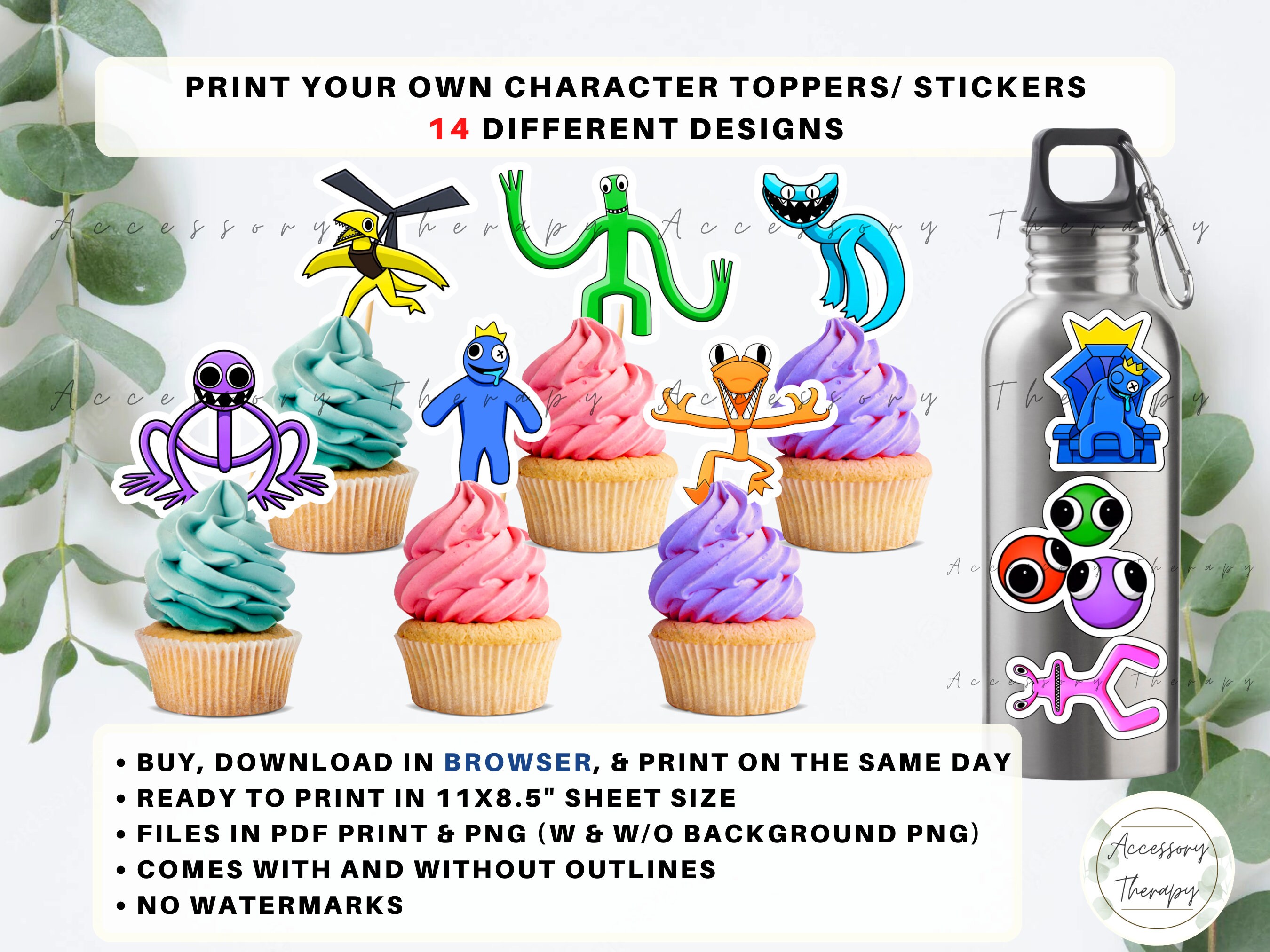 Roblox Rainbow Friends Blue Orange Green Purple Edible Cupcake Topper  Images ABPID56743