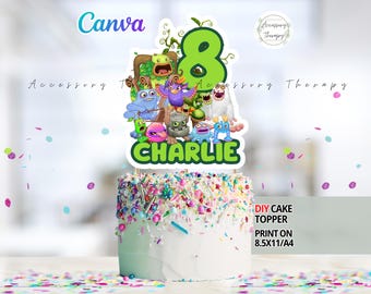 Monster Singers DIGITAL DIY Template Cake Topper Sticker Decoration Birthday Party