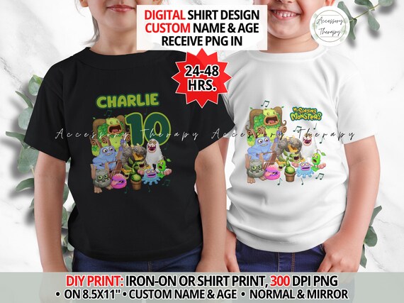 Customized Monster Singers Regular Monsters, Digital Design for DIY Print and Iron-On T-shirt Fabric Transfer, Birthday Party Celebration