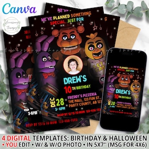 Creepy Nights Bear DIGITAL DIY Halloween Creepy Birthday Template Invitation Invite Party Celebration Download, Template Editable