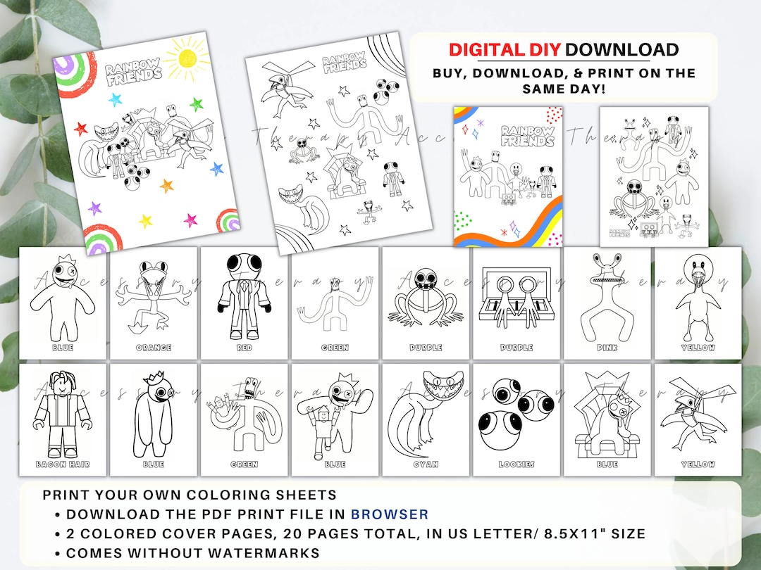 rainbow friends Coloring Pages for Kids - Download rainbow friends  printable coloring pages 