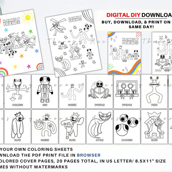 Updated Latest Chapter 2 Rainbow Friends, DIY/ Print Your Own Coloring Sheets Booklet Book Coloring Pages Drawing, Digital Download