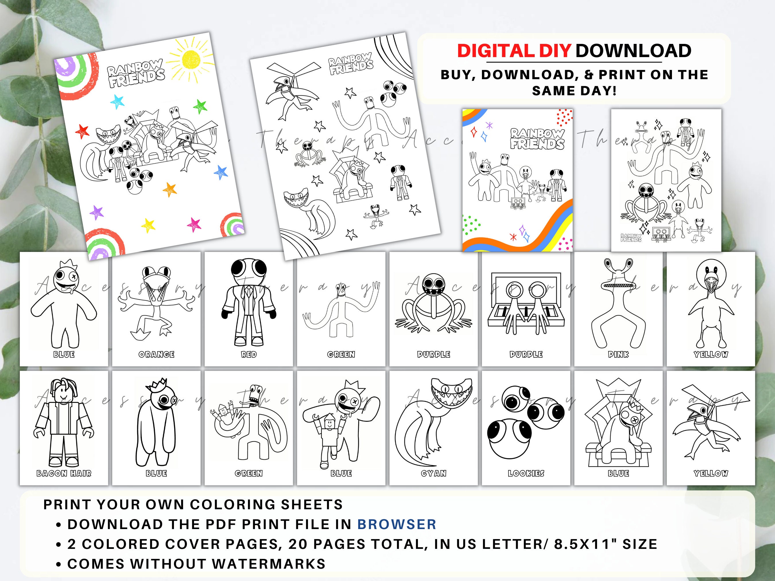 20 Rainbow Friends Coloring Pages (Free PDF Printables)