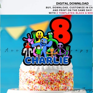 Rainbow Group、デジタル DIY テンプレート ケーキトッパー ケーキステッカー ケーキデコレーション 誕生日のお祝い デジタルダウンロード、編集可能