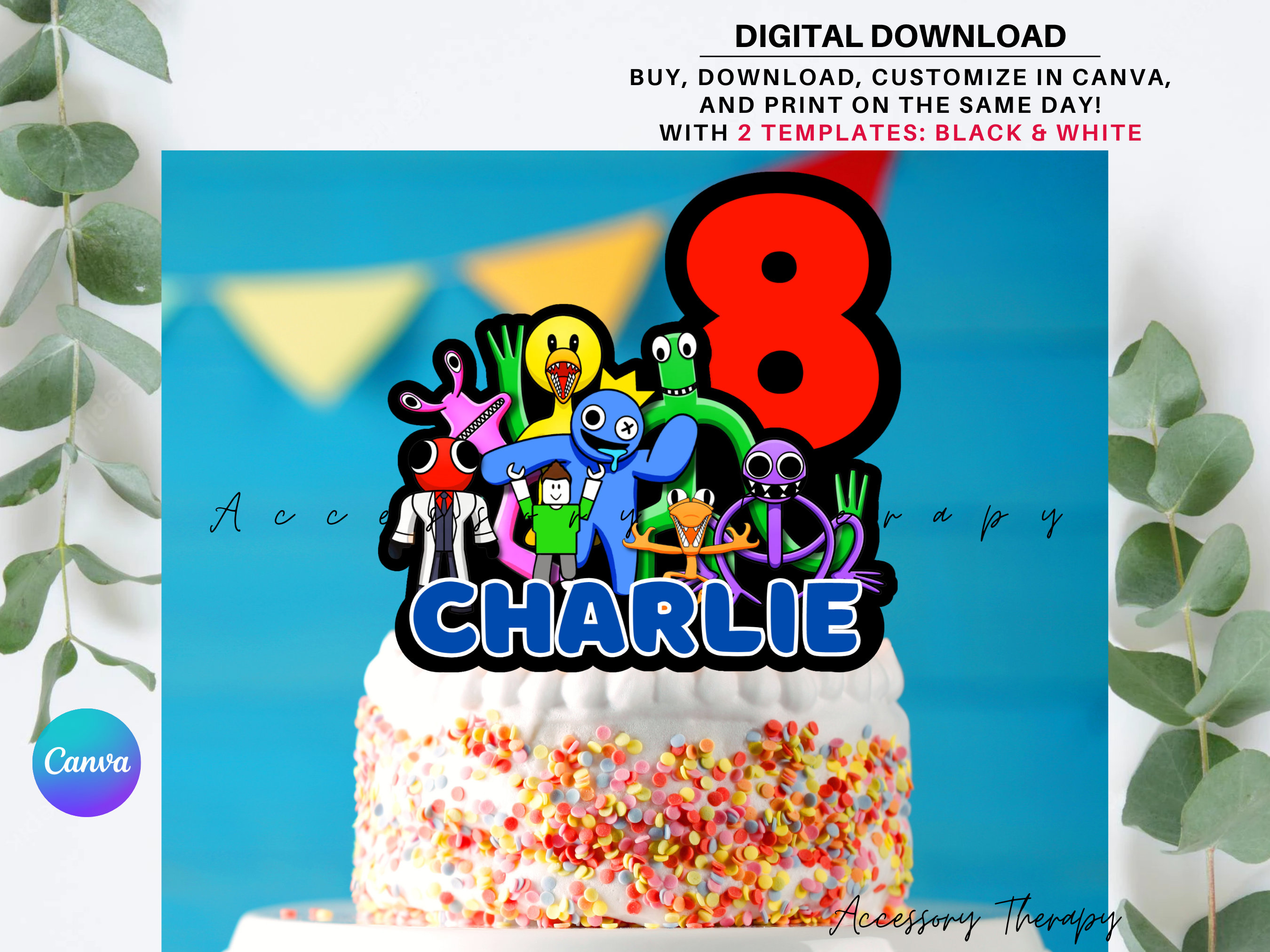 Rainbow Friends Roblox Birthday Backdrop Digital File Template