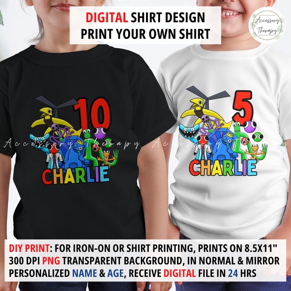 Mise à jour du dernier chapitre 2, conception numérique Rainbow Friends pour impression DIY et transfert de tissu pour t-shirt thermocollant, fête d'anniversaire, téléchargement