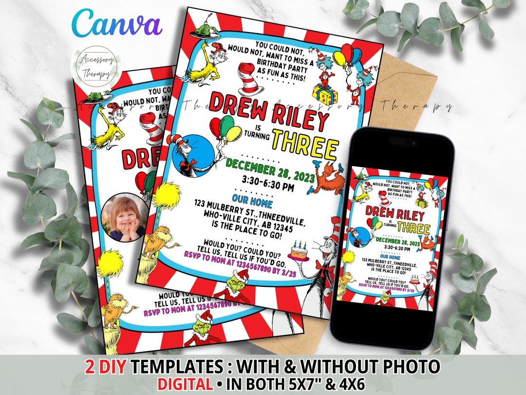Dr. Seuss Dr Seuss Doc Seuss Doctor Seuss, DIGITAL DIY Template ...
