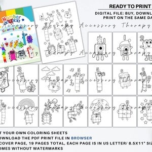 Blocks Numbers, DIY/ Print Your Own Coloring Sheets Booklet Book Coloring Pages Drawing, Digital Download