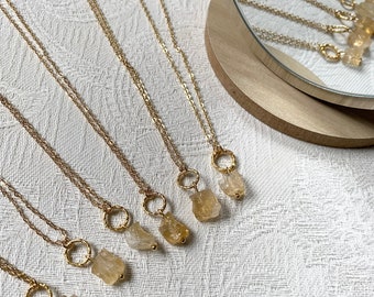 Raw Citrine Necklace: 18k Gold Plated Healing Crystal