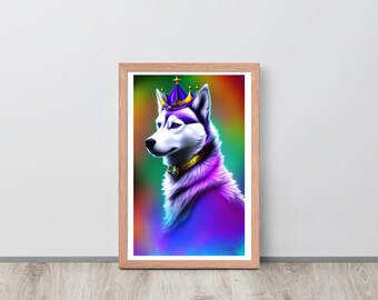 Siberian Husky Art, Pet Portrait, Animal Wall Art, Dog Art, Husky