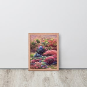 Hermosos arbustos coloridos, hojas coloridas, platos y árboles, arte de pared, decoración de pared, decoración de arte, arte, póster de papel fotográfico enmarcado