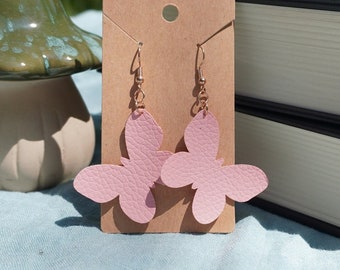 Butterfly Earrings - faux leather - lightweight