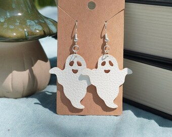 Ghost Earrings - faux leather - lightweight