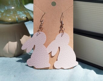 Bunny Earrings - faux leather - lightweight