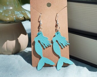 Mermaid Earrings - faux leather - lightweight