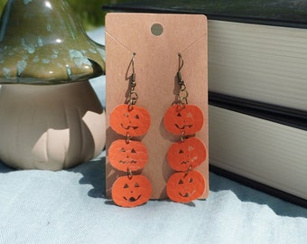 Pumpkin Stack Earrings - faux leather - lightweight