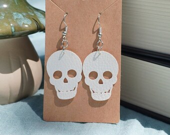Skull Earrings - faux leather - lightweight