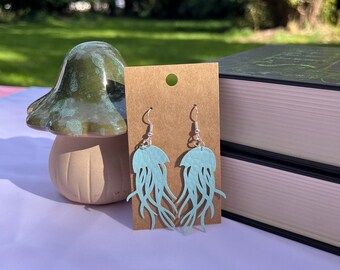 Jellyfish Earrings - faux leather - lightweight