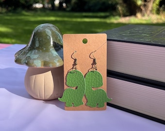 Dino Brachiosaurus Earrings - faux leather - lightweight