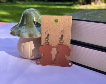 Puppy Earrings - faux leather - lightweight