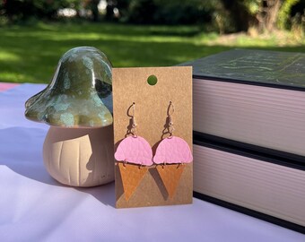 Ice cream Dangle Earrings - faux leather - lightweight