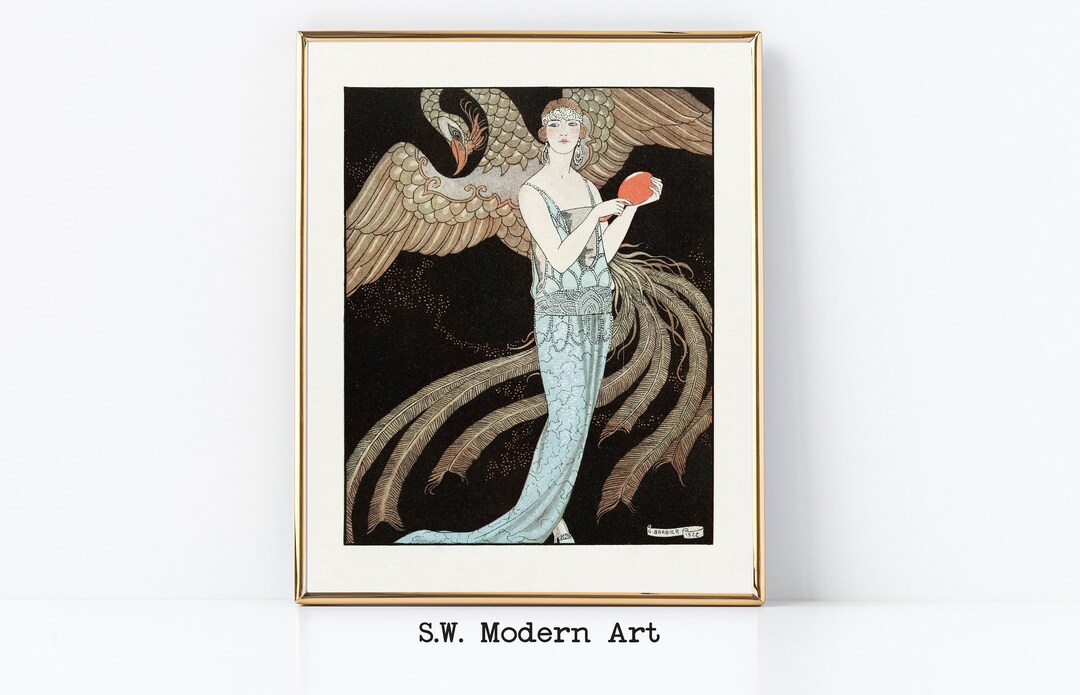 1920 s Art Deco Fashion Illustration Portrait of Woman Digital