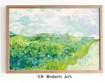 Green Abstract Landscape Painting | Modern Art Digital Download | Van Gogh | Printable Wall Art