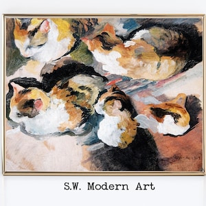 Abstract Cat Painting Print | Modern Art Cats | Instant Digital Download