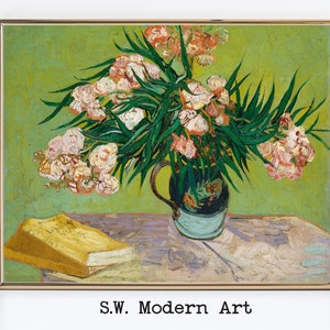 Vintage Impressionismus Stillleben | Blumen auf Dem Tisch Gemälde Druck | Druckbare Wandkunst