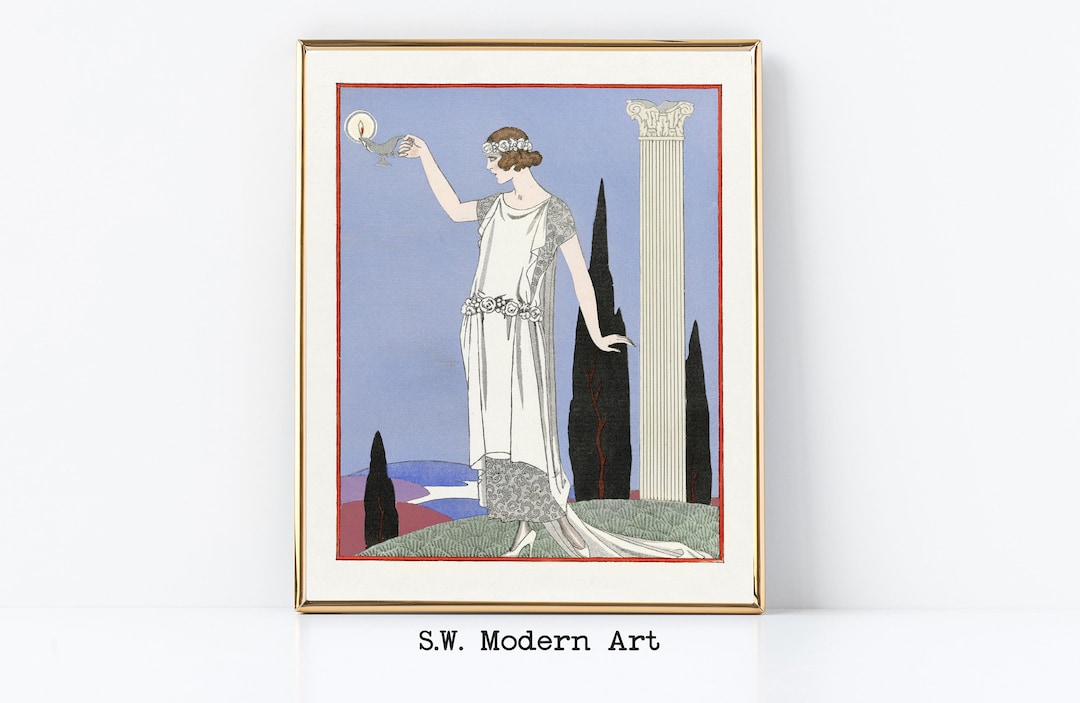 Greek Art Deco Portrait Digital Download Greek Lady Printable Wall Art