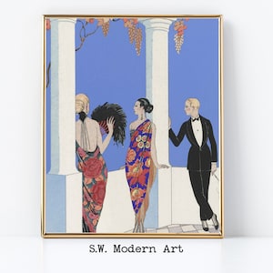 Art Deco Party Scene Painting | 1920&#39;s Flappers | Digital Download  | Printable Wall Art