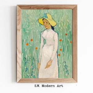 Women in Field Portrait Painting | Vintage Modern Art | van Gogh Digital Download | Printable Wall Art