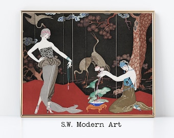 アールデコの女性の肖像画 | 1920 年代の現代の肖像画 | デジタル ダウンロード | 印刷可能な壁アート