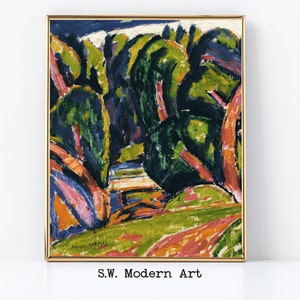 Colorful Abstract Landscape Painting | Contemporary Trees Digital Download | Printable Wall Art