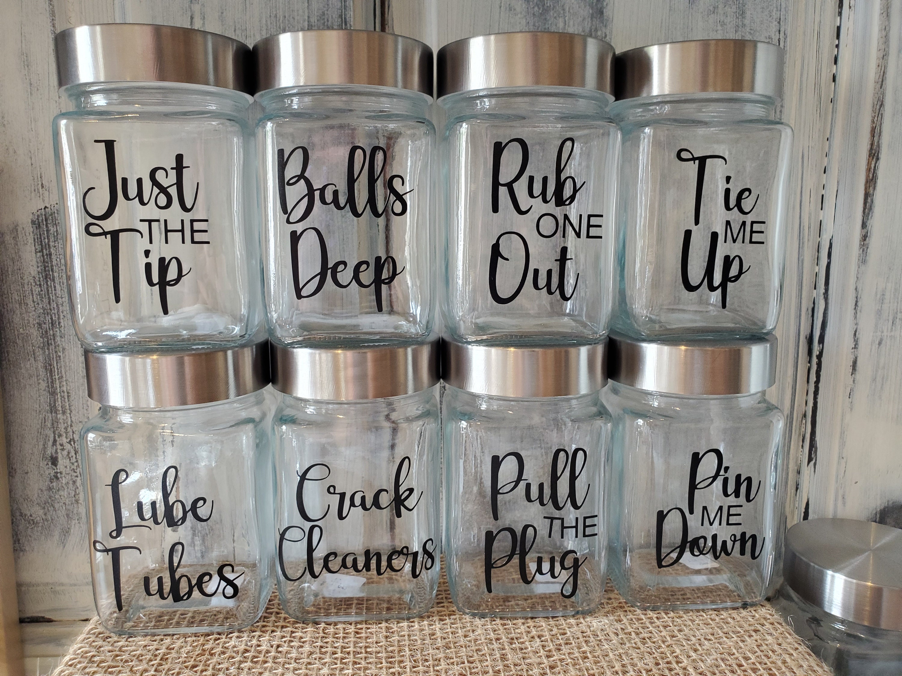 Bathroom Text Personalized Glass Storage Jar