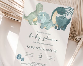 Dinosaur Baby Shower Invitation, Boy Shower Invite, Digital File, Editable Printable Invite, Shower Invite