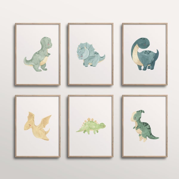 Dinosaur Prints, Nursery Wall Art Boy, Dinosaur Nursery prints, Dinosaur decor, Baby Boy Nursery Art
