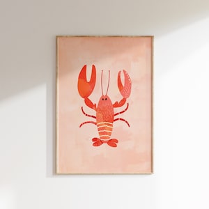 Eclectische kinderkamer muurkunst krab kleurrijke print, kinderkamer decor dieren, genderneutraal speelkamer decor, digitale download afdrukbare kunst