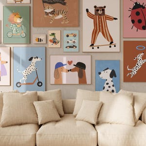 Lote de 100 láminas para habitación infantil - Colección de arte mural para habitación infantil - Decoración para habitación de bebé - Estampados de animales divertidos - Arte mural ecléctico para habitación infantil