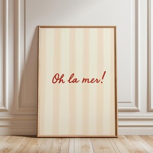 Impresión con cita en francés, arte playero "Oh La Mer", decoración de pared costera, póster tipográfico, arte náutico para baño, impresión de casa de verano, descarga digital
