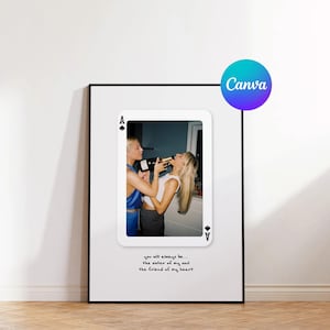 Custom Playing Card Print Trendy Wall Art CANVA Template Best Friend Gift For Her Custom Photo Print Gift Idea Trendy Print Galentine Gift
