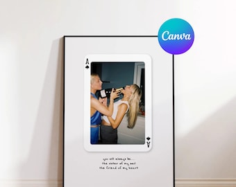 Custom Playing Card Print Trendy Wall Art CANVA Template Best Friend Gift For Her Custom Photo Print Gift Idea Trendy Print Galentine Gift