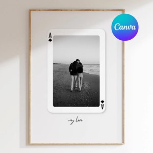 Gepersonaliseerde speelkaart ontwerpsjabloon - bewerkbare canva-sjabloon - aangepast cadeau-idee - uniek stel cadeau voor hem of haar - aangepaste muurkunst