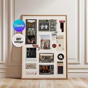 Plantilla de collage de fotos personalizada, collage de fotos estético de Canva, marco de fotos editable, tablero de recuerdos digital, álbum de recortes, descarga instantánea