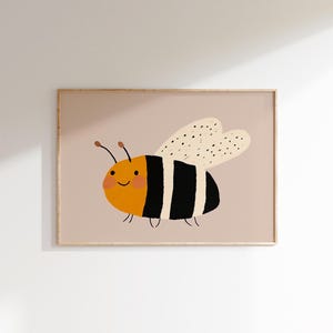 Stampa Bumble Bee per cameretta, stampa murale con insetti per bambini, download digitale per cameretta, stampa per sala giochi, cameretta eclettica