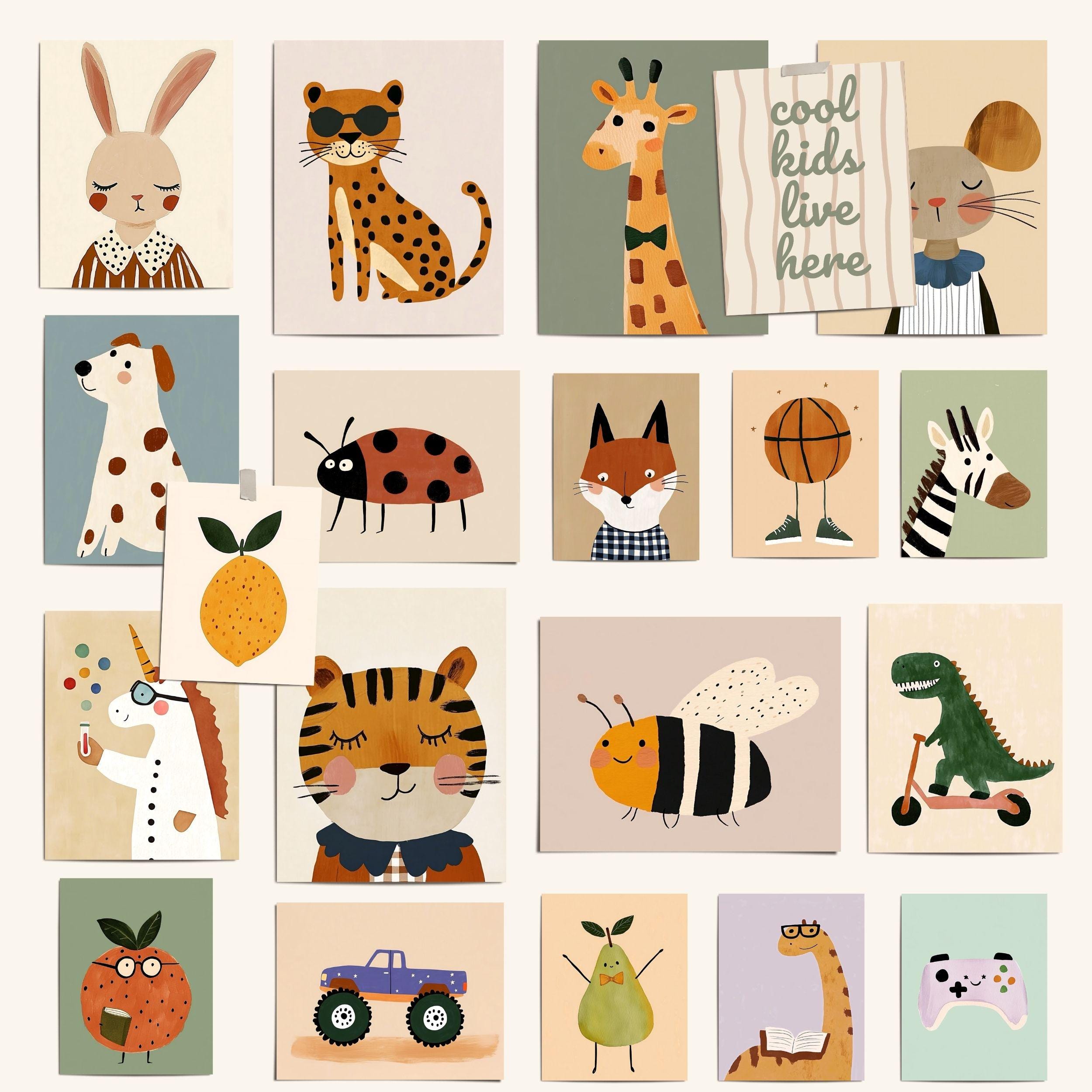 200 Modern Kids Wall Art Bundle, Nursery Digital Prints Pack, Animal & Educational Room Decor, Instant Download Collection