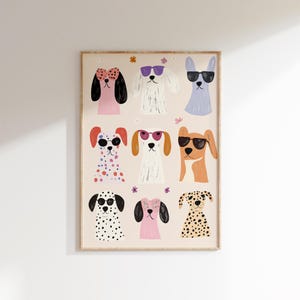 Whimsical Dog Print, Playful Puppy Wall Art, Nursery Animal Illustration, Cute Dog Poster, Kids Room Decor, Pet Lover Gift, Modern Dog Art