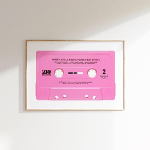 Art mural cassette rose Tae Art mural rose tendance, impression sur ruban adhésif vintage, impression sur salon, décoration d'intérieur, affiche rétro, art mural, chambre à coucher