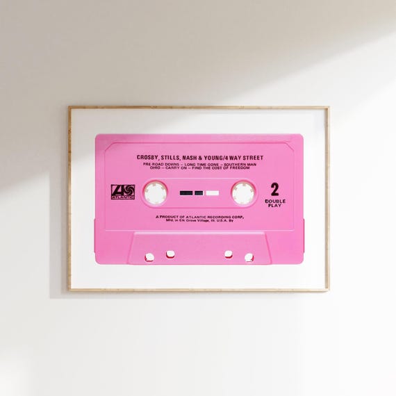 Pink Cassette Tae Wall Art Pink Trendy Wall Art Vintage Tape Print Living Room Print Home Decor Retro Poster Wall Art Bedroom Wall Art